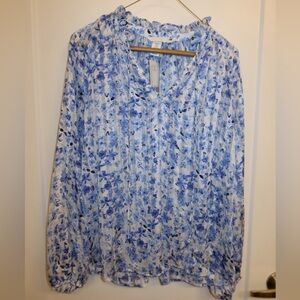 H&M blue & white floral blouse